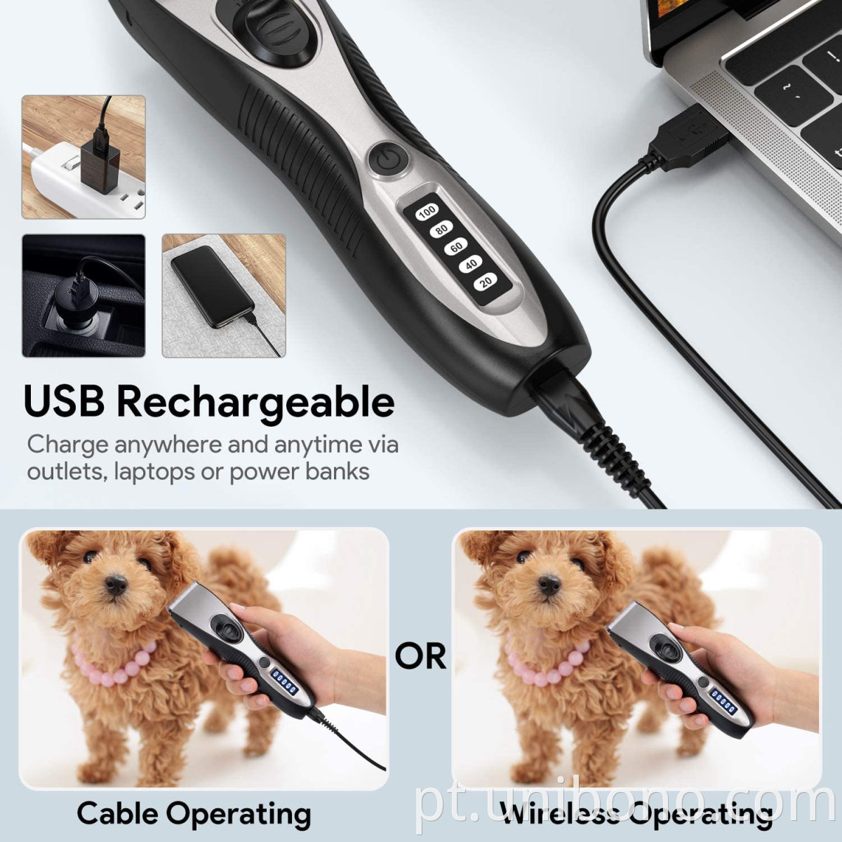 Rechargeable Low noise Pet Hair Clipper